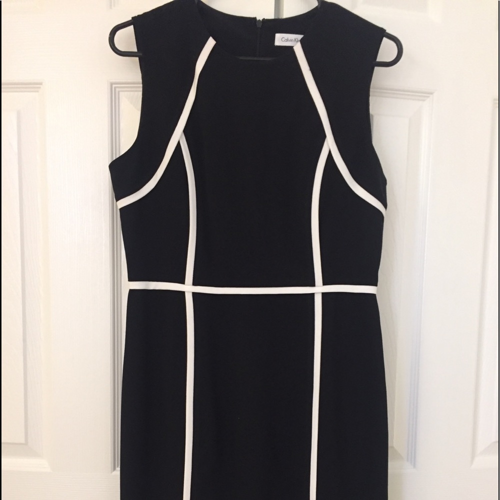 Black with ivory trim Calvin Klein business dress
